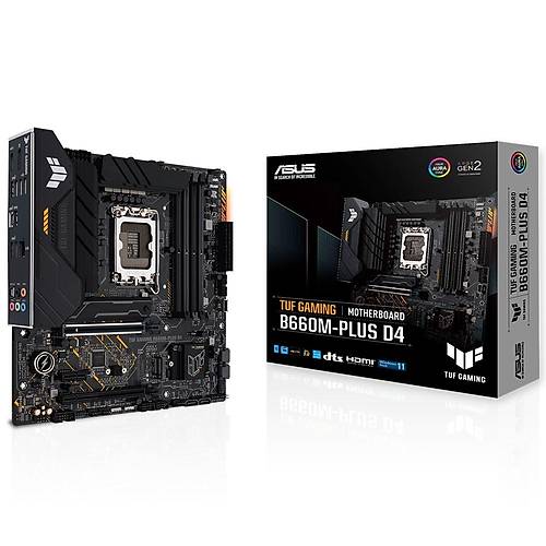 Asus TUF GAMING B660M-PLUS D4 Intel B660 Soket 1700 5333MHz DDR4 2xM2 mATX Anakart