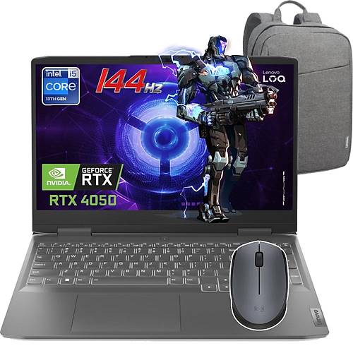 Lenovo LOQ 15IRH8 Intel Core i5 13420H 16GB DDR5 1TB SSD RTX4050 6GDR6 windows 11 pro 15.6 144Hz IPS 82XV00G6TX-161WMC Dizst Bilgisayar+Mouse+anta