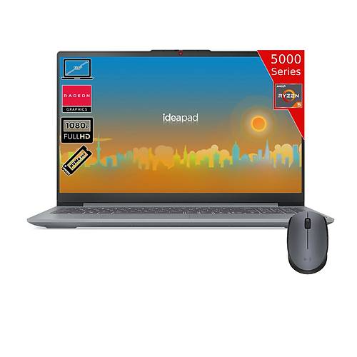 Lenovo IdeaPad Slim 3 15ABR8 AMD Ryzen 5-5625U 16GB 512 GB SSD AMD Radeon Graphics 15.6 FHD Freedos 82XM00QTTX-16512M Dizst Bilgisayar + Mouse
