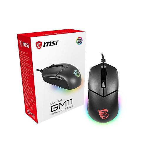 MSI CLUTCH GM11 Siyah 5000 DPI Optik RGB Gaming Kablolu Mouse
