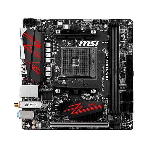 MSI B450I GAMING PLUS AC AMD B450 AM4 Soket DDR4 3466MHz 1xM.2 Mini-ITX Anakart