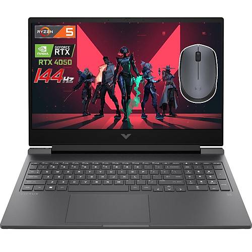 HP Victus Gaming 16-S0063NT AMD Ryzen 5 7640HS 32GB 512GB SSD RTX 4050 6GDR6 freedos 16 144Hz IPS 8Q4K3EA-32512M Tanabilir Bilgisayar+logitech m170 mouse