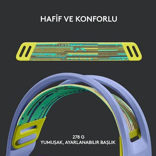 Logitech G G733 LightSpeed Mikrofonlu Kulakst Kablosuz Gaming Kulaklk 981-000890 - Lila