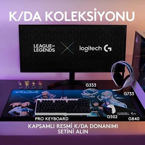 Logitech G G733 LightSpeed Mikrofonlu Kulakst Kablosuz Gaming Kulaklk 981-000989 - K/DA Edition