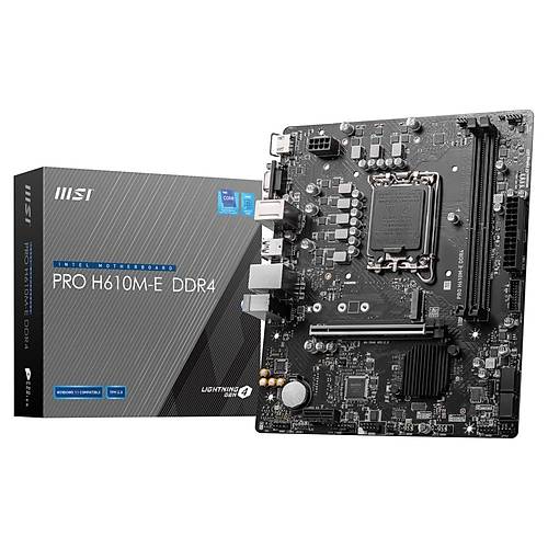 MSI PRO H610M-E DDR4 Intel H610 Soket 1700 DDR4 3200(OC)MHz M.2 mATX Anakart