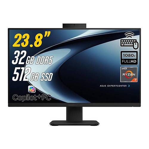 ExpertCenter P600 Ryzen AI 7-350 32GB 512GB 23.8 FreeDos Siyah AI-Powered AIO Bilgisayar PM640KA