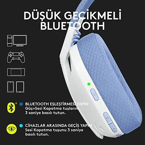 Logitech G435 981-001074 Beyaz Mikrofonlu Kulak�st� Kablosuz Gaming Kulakl�k