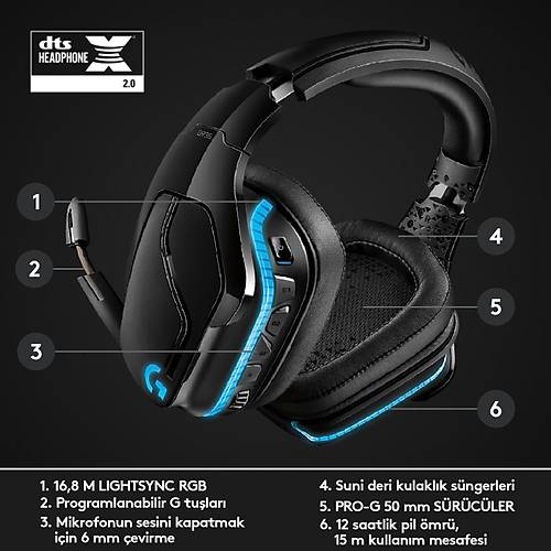 Logitech G G935 LIGHTSYNC 7.1 Surround Ses Kablosuz 981-000744 Oyuncu Kulakl���