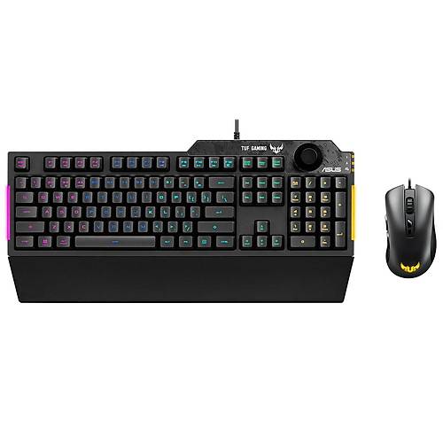 Asus TUF GAMING COMBO K1/M3 Trke Q RGB Bilek Destekli RGB Gaming Kablolu Klavye & Mouse Set