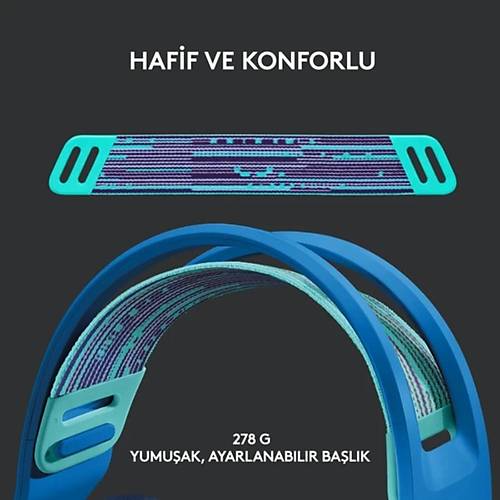 Logitech G G733 LightSpeed Mikrofonlu Kulakst Kablosuz Gaming Kulaklk 981-000989 - Mavi