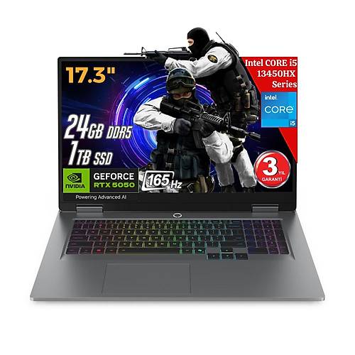 Lenovo LOQ 17IRX10 AI Intel Core i5-13450HX 24GB 1TB RTX5050 17.3 IPS FHD FreeDos Gaming Diz�st� Bilgisayar