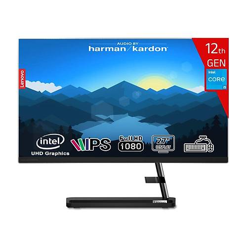 Lenovo IdeaCentre AIO 3 27IAP7 Intel Core i5-12450H 64GB 1TB SSD Intel UHD Graphics FreeDos 27 IPS FHD F0GJ00K9TX-641 Siyah All In One Bilgisayar