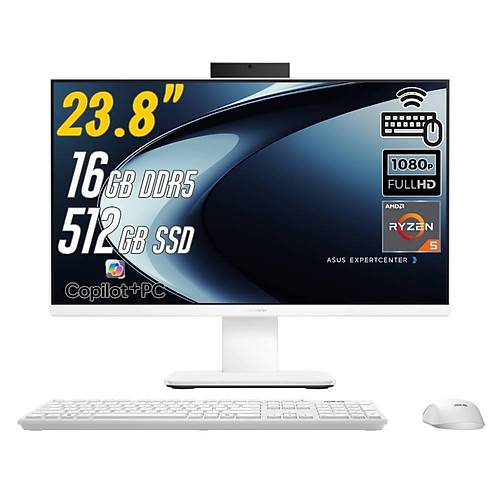 ExpertCenter P600 Ryzen AI 5-330 16GB 512GB 23.8 FreeDos Beyaz AI-Powered AIO Bilgisayar PM640KA