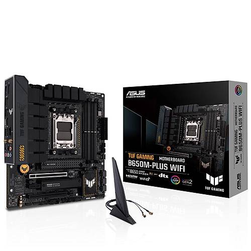 Asus TUF GAMING B650M-PLUS WIFI AMD B650 Soket AM5 6400MHz DDR5 2xM.2 mATX Anakart