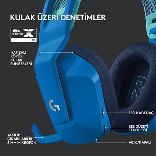 Logitech G G733 LightSpeed Mikrofonlu Kulakst Kablosuz Gaming Kulaklk 981-000989 - Mavi