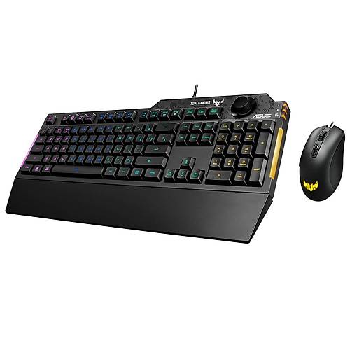 Asus TUF GAMING COMBO K1/M3 Trke Q RGB Bilek Destekli RGB Gaming Kablolu Klavye & Mouse Set