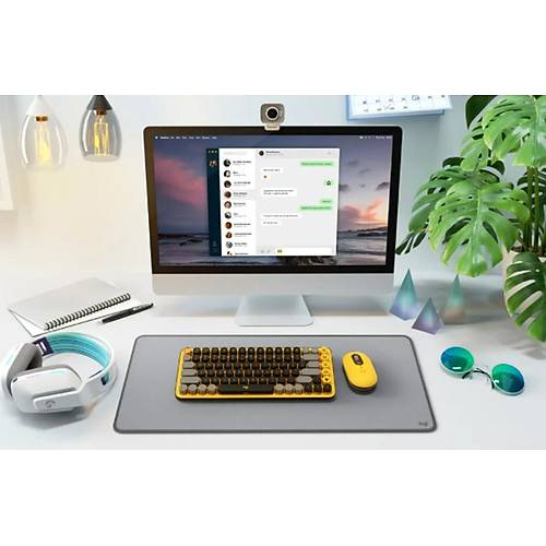 Logitech POP KEYS 920-010818 Trke Q Sar&Siyah Kablosuz Klavye Logitech POP Emoji 910-006546 Sar&Siyah Optik Kablosuz Mouse