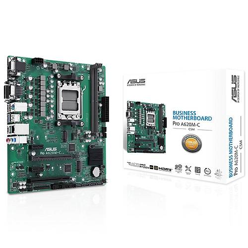 Asus PRO A620M-C-CSM AMD A620 Soket AM5 DDR5 6400MHz 2xM.2 mATX Anakart