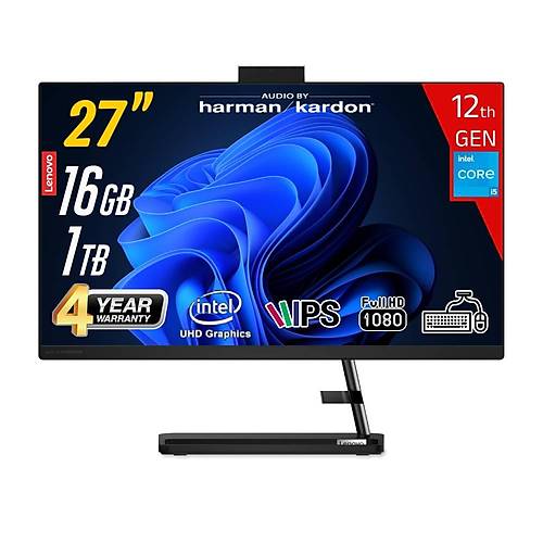 Lenovo IdeaCentre AIO3 27IAP7 Intel Core i5-12450H 16GB 1TB  SSD Intel UHD Graphics 27 FHD IPS FreeDos F0GJ012ATR Klavye+Mouse Siyah All In One Bilgisayar