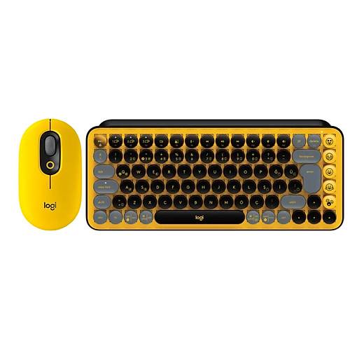 Logitech POP KEYS 920-010818 Trke Q Sar&Siyah Kablosuz Klavye Logitech POP Emoji 910-006546 Sar&Siyah Optik Kablosuz Mouse