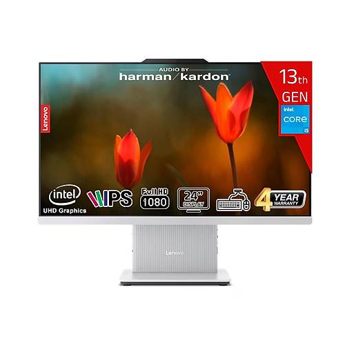 Lenovo IdeaCentre AIO 24IRH9 Intel Core i5-13420H 64GB DDR5 1TB SSD Intel UHD Graphics FreeDos 23.8 IPS FHD Klavye+Mouse Beyaz F0HN0055TR-641 All In One Bilgisayar