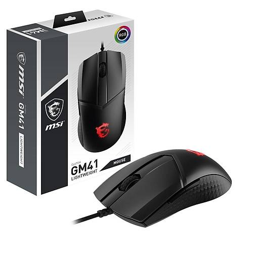 MSI CLUTCH GM41 LIGHTWEIGHT Siyah 6.400 DPI Optik RGB Gaming Kablolu Mouse