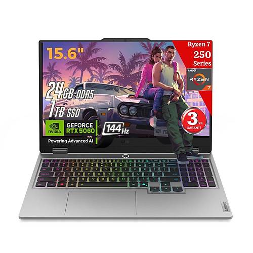 LOQ 15APH10 AMD Ryzen7 250 24GB 512GB RTX5060 15.6 FreeDos AI-Powered Gaming Laptop