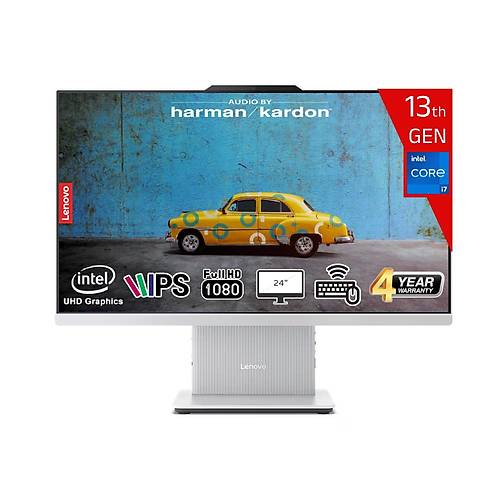 Lenovo IdeaCentre AIO 24IRH9 Intel Core i7 13620H 16GB DDR5 512GB SSD Intel UHD Graphics Win11Pro 23.8 IPS FHD F0HN0056TR-16512W Kablosuz Klavye+Mouse Beyaz All In One Bilgisayar