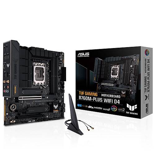 Asus TUF GAMING B760M-PLUS WIFI D4 Intel B760 Soket 1700 5333MHz(OC) DDR4 3xM.2 mATX Anakart