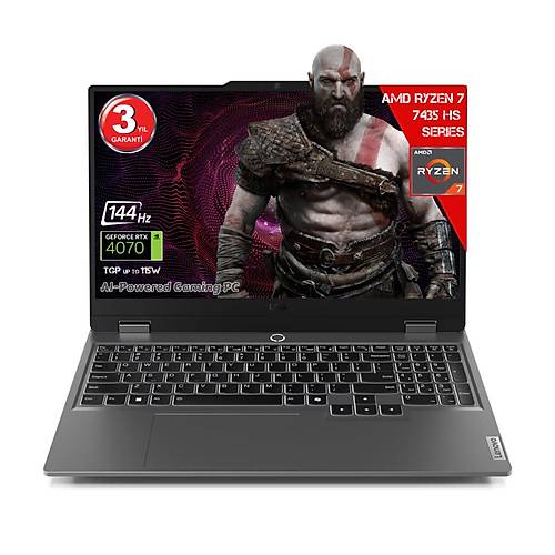 Lenovo LOQ 15ARP9 AMD Ryzen 7-7435HS 32 GB RAM DDR5 1 TB SSD SSD RTX4070 8GDDR6 15.6 IPS 144Hz FHD Freedos 83JC00FGTR-321 Diz�st� Bilgisayar (Yapay Zeka Destekli)