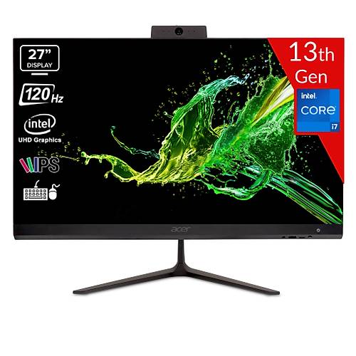 ACER C27-2E13U7UNL Intel Core  i7-1355U 16GB 512GB SSD Intel UHD Graphics 27 IPS FHD 120Hz Linux DQ.BMREM.003 Siyah All in One Bilgisayar