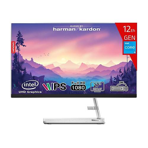 Lenovo IdeaCentre AIO 3 Intel Core i5-12450H 16GB 512GB SSD 1TB HDD Intel Iris Xe Graphics 27 FHD IPS Freedos F0GJ00GSTX-165121 Beyaz All in One Bilgisayar