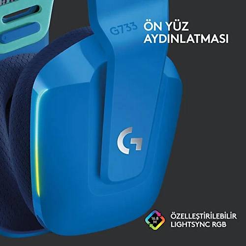 Logitech G G733 LightSpeed Mikrofonlu Kulakst Kablosuz Gaming Kulaklk 981-000989 - Mavi