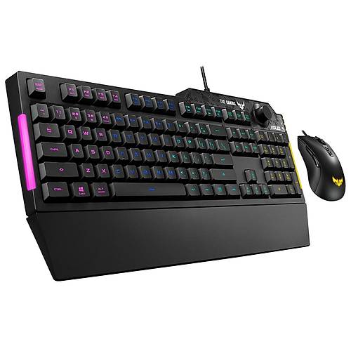 Asus TUF GAMING COMBO K1/M3 Türkçe Q RGB Bilek Destekli RGB Gaming Kablolu Klavye & Mouse Set