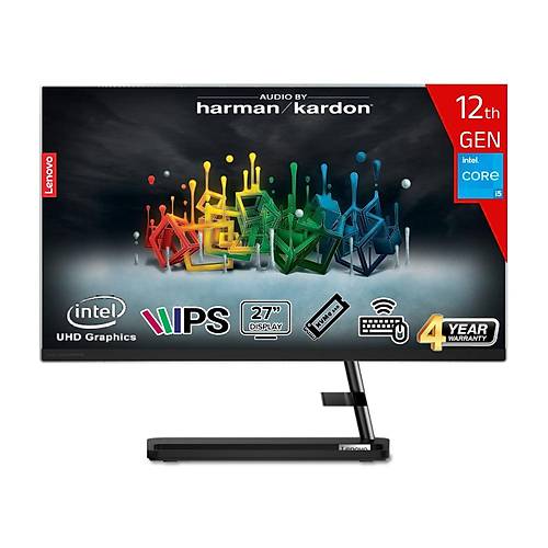 Lenovo IdeaCentre AIO 3 27IAP7 Intel Core i5-12450H 8GB 512GB SSD Intel UHD Graphics Win11 Pro 27 IPS FHD F0GJ011VTR-8512 Kablosuz Klavye+Mouse Siyah All In One Bilgisayar