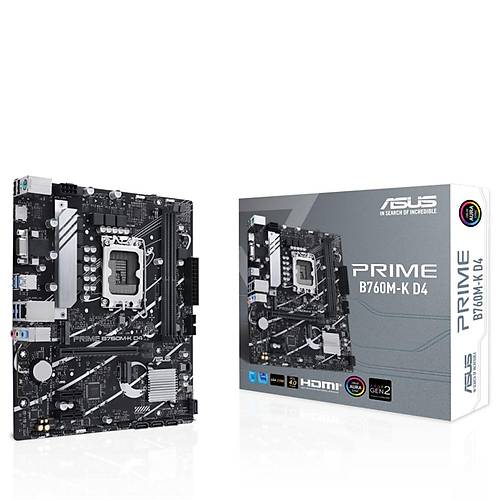 Asus PRIME B760M-K D4 Intel B760 Soket 1700 DDR4 5333MHz(OC) DDR4 2xM.2 mATX Anakart