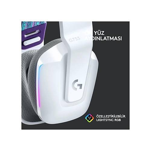 Logitech G G733 LightSpeed Mikrofonlu Kulak�st� Kablosuz Gaming Kulakl�k 981-000883 - Beyaz