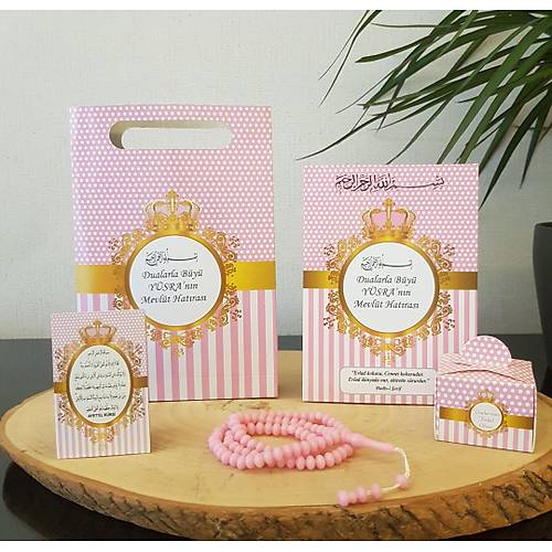 Puantiyeli Pembe Yasin-i erif +  Tesbih + Magnet + Lokumluk