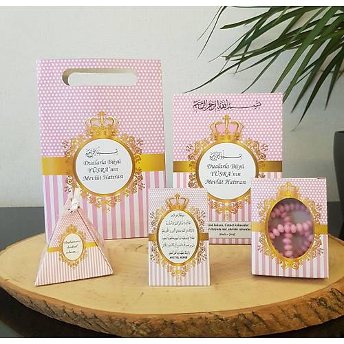Puantiyeli Pembe Yasin-i erif + Kutulu Tesbih + Magnet + Lokumluk