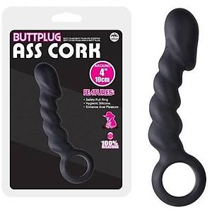 Ass Cork 10 cm. Bo�umlu Siyah Anal Plug - �r�n Kodu: C1301