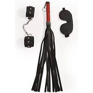 Fetish Fantezi 3 Par�al� Deri Fantezi Seti Siyah - �r�n Kodu: E1021