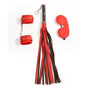 Fetish Fantezi 3 Par�al� Deri Fantezi Seti K�rm�z� - �r�n Kodu: E1022