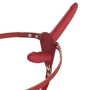 Belden Ba�lamal� �ift Tarafl� ��i Dolu Strapon K�rm�z� Penis - �r�n Kodu: K005