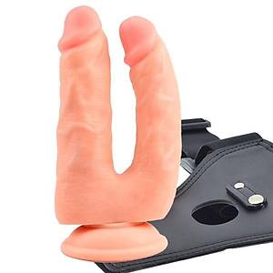 Brumeo 18X4 cm. Double ��idolu Belden Ba�lamal� �atal Protez Penis - �r�n Kodu: 7087