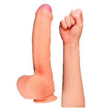 Yeni Nesil ift Katmanl Dev 28 cm X 5.3 cm Realistik Vantuzlu Penis - rn Kodu:LV411011