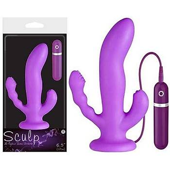 Sculp Klitoris Uyarıcılı Titreşimli Silikon Çatal Vibratör - Ürün Kodu: C795