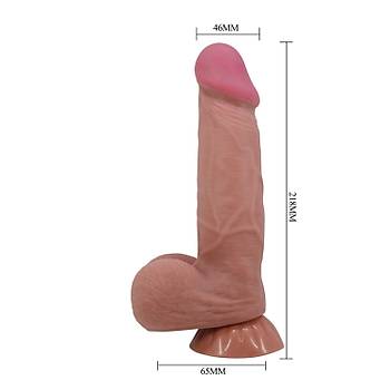 Yeni Nesil ift Katmanl Melez 24 cm X 5 cm Realistik Vantuzlu Penis - rn Kodu:ELL1326