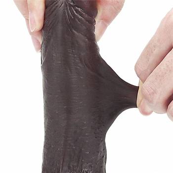 Yeni Nesil ift Katmanl 17.5 cm Zenci Realistik Vantuzlu Penis - rn Kodu: 317011