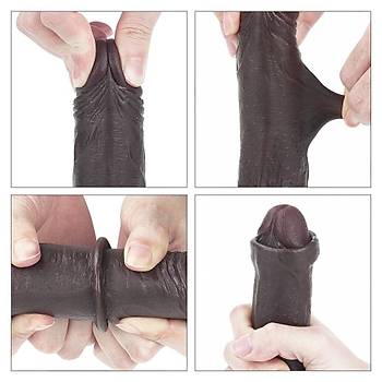 Yeni Nesil ift Katmanl 17.5 cm Zenci Realistik Vantuzlu Penis - rn Kodu: 317011