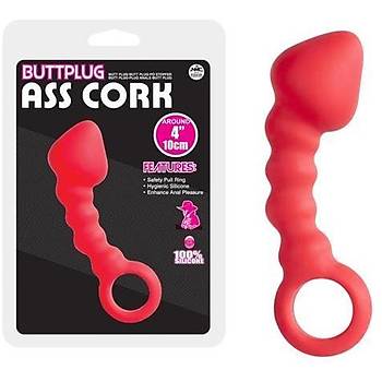 Ass Cork 10 cm. Krmz Boumlu Anal Plug - rn Kodu: C1302